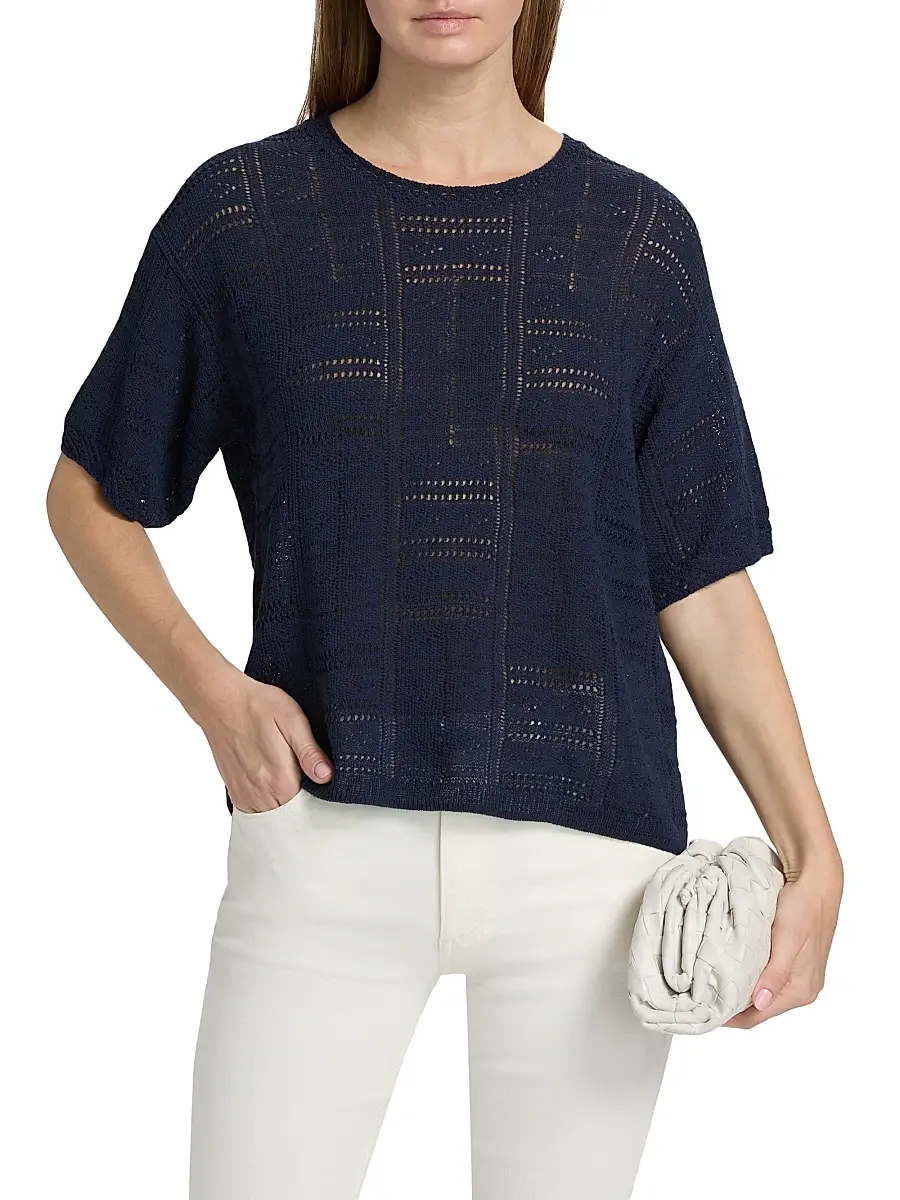 rag & bone Women's Morgan Open-Knit Cotton-Blend Top | Thumbnail 3 rag & bone Women's Morgan Open-Knit Cotton-Blend Top | Thumbnail 3