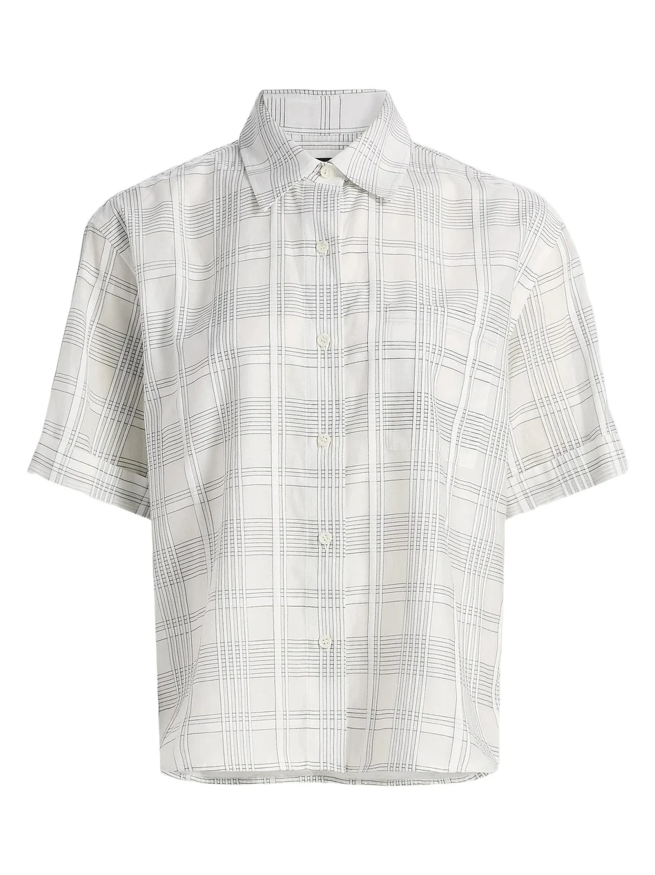 rag & bone Women's Connie Plaid Cotton-Silk Short-Sleeve Shirt