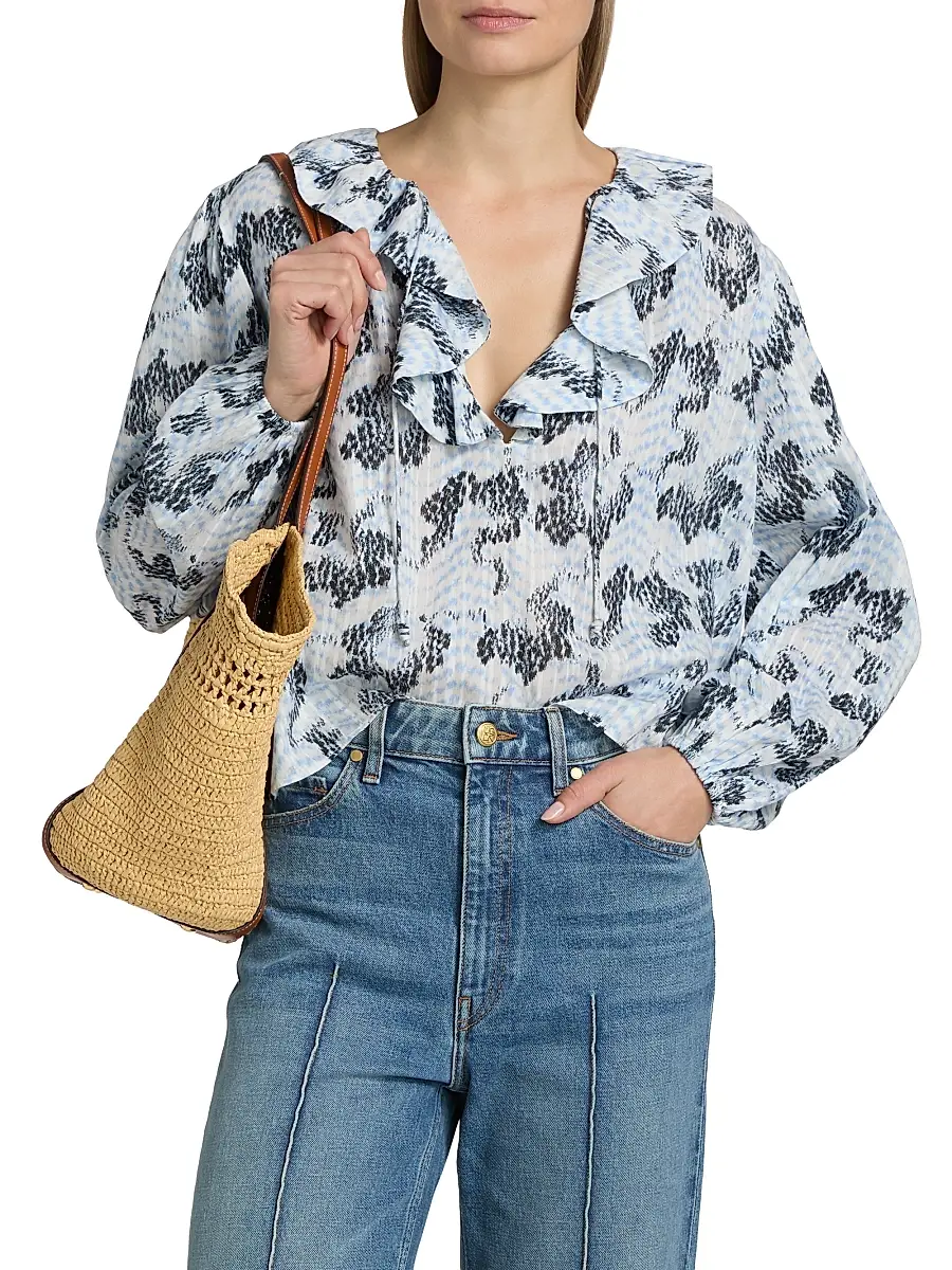 Ulla Johnson Women's Siena Snakeskin-Printed Cotton-Blend Top | Thumbnail 3 Ulla Johnson Women's Siena Snakeskin-Printed Cotton-Blend Top | Thumbnail 3