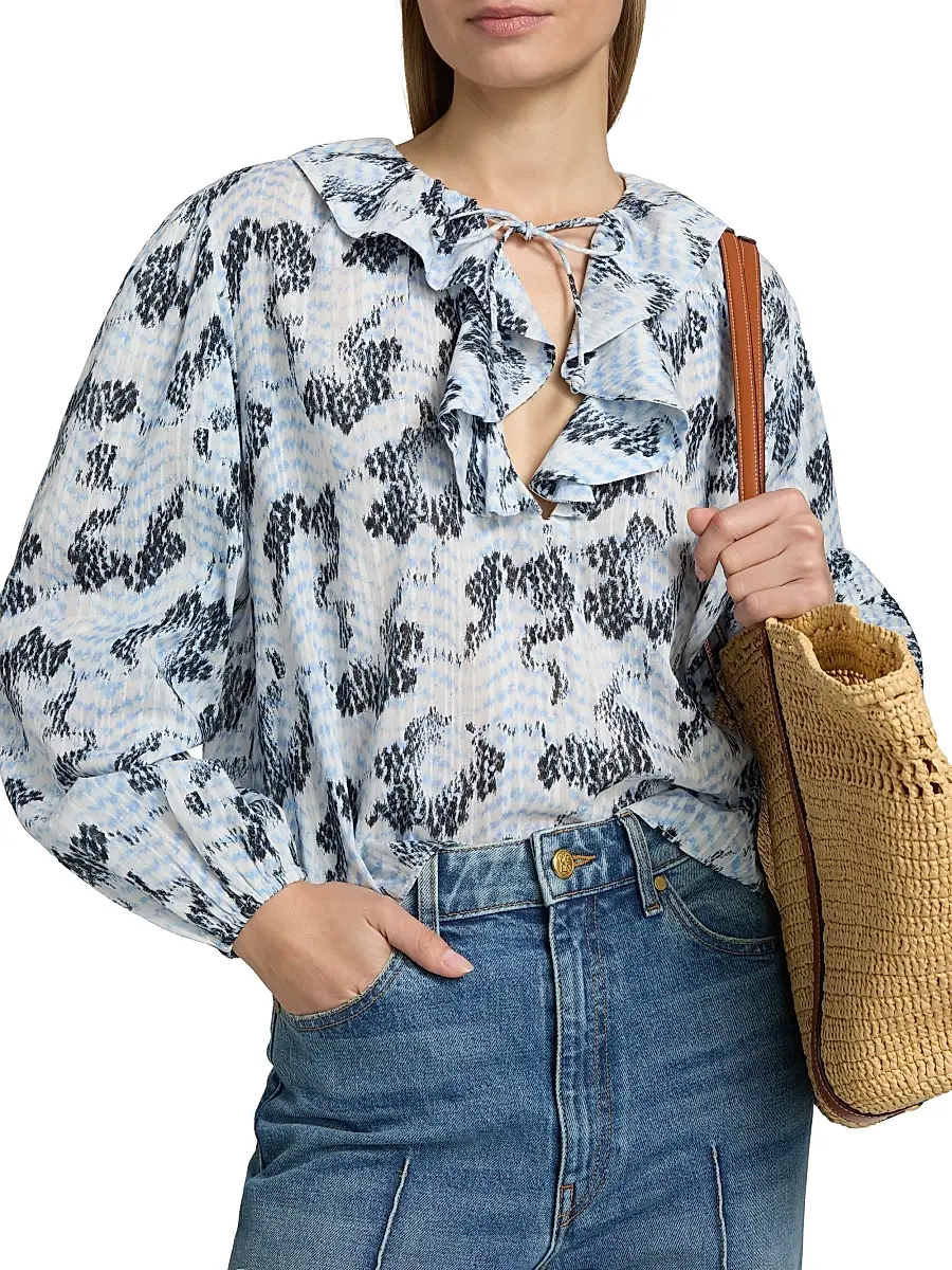 Ulla Johnson Women's Siena Snakeskin-Printed Cotton-Blend Top | Thumbnail 6 Ulla Johnson Women's Siena Snakeskin-Printed Cotton-Blend Top | Thumbnail 6