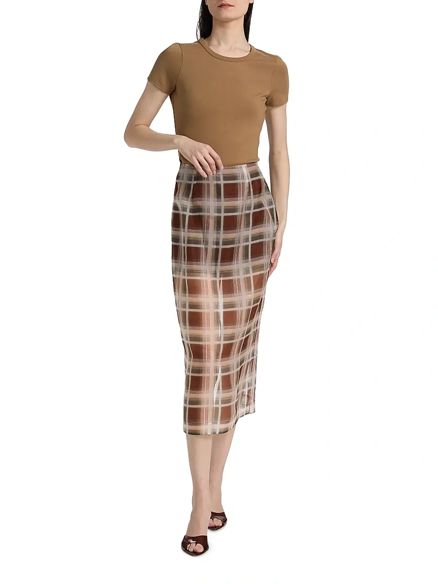 Frame Women's Plaid Silk Organza Pencil Skirt | Thumbnail 2