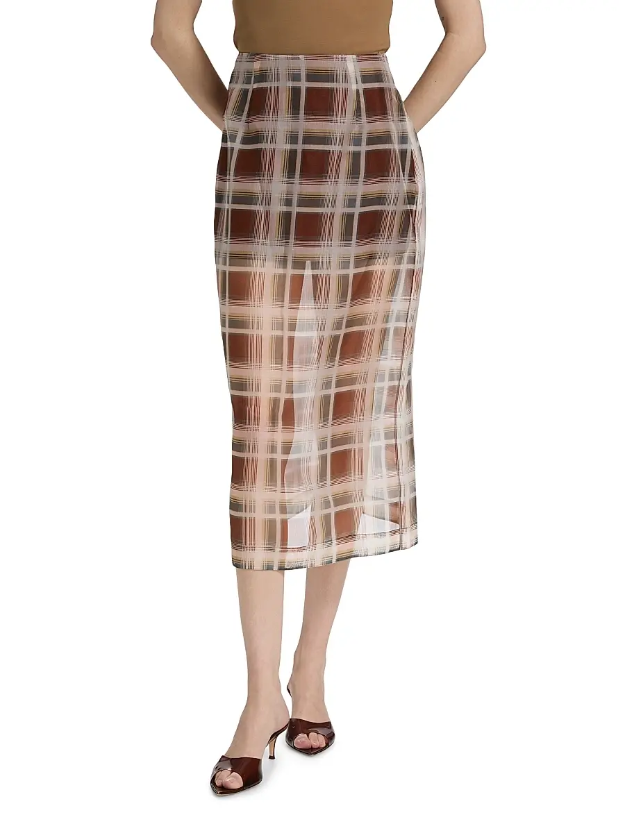 Frame Women's Plaid Silk Organza Pencil Skirt | Thumbnail 3
