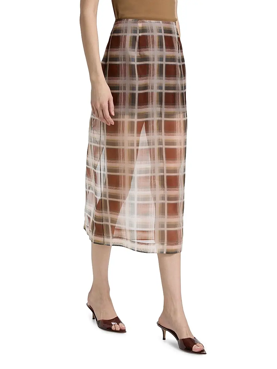 Frame Women's Plaid Silk Organza Pencil Skirt | Thumbnail 4