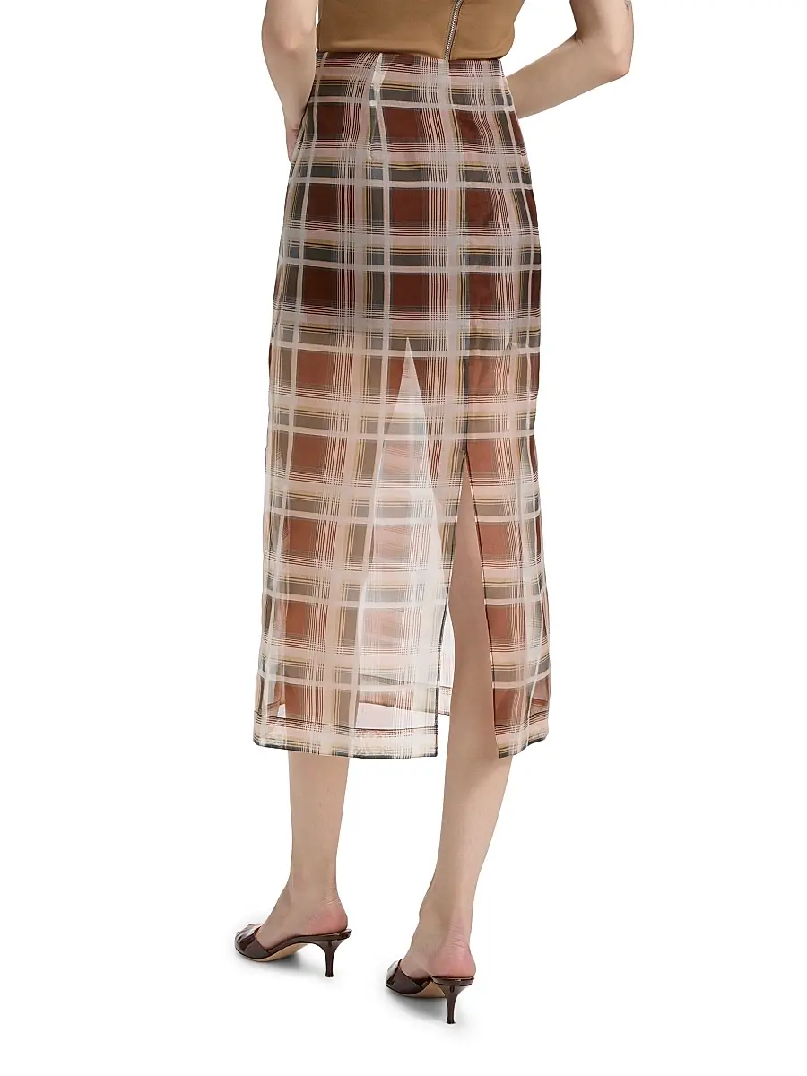 Frame Women's Plaid Silk Organza Pencil Skirt | Thumbnail 5