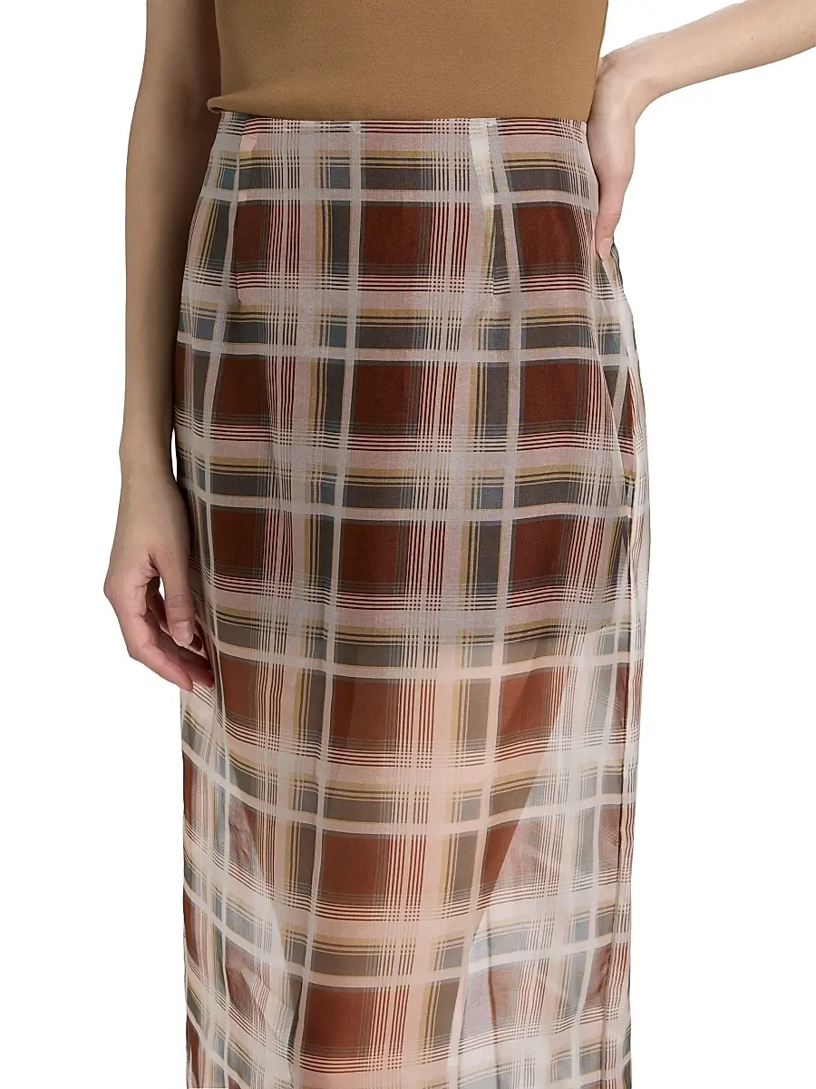 Frame Women's Plaid Silk Organza Pencil Skirt | Thumbnail 6