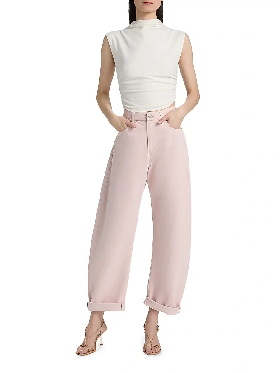 Frame Women's The Bubble Cotton Barrel-Leg Jeans | Thumbnail 2