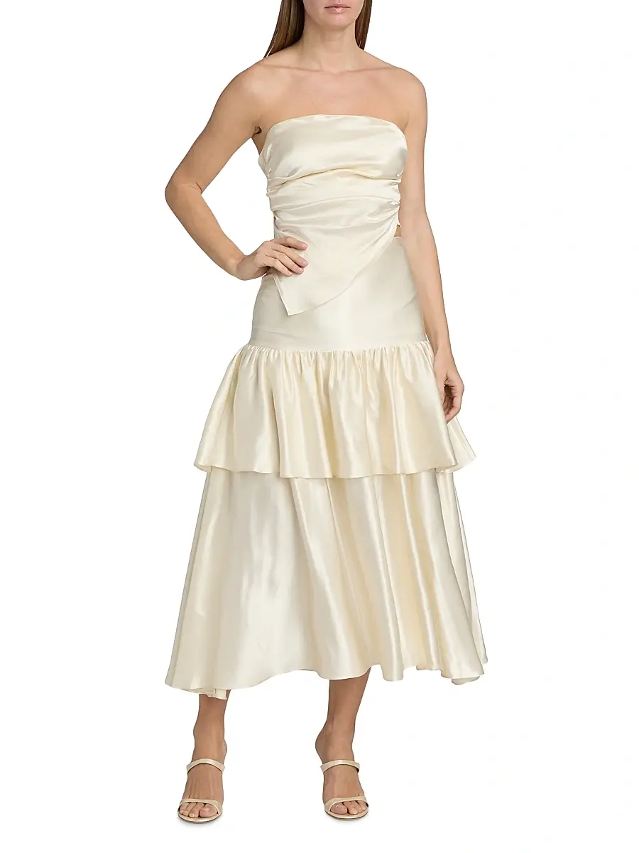 LAMARQUE Women's Baila Strapless Satin Scarf Top | Thumbnail 2