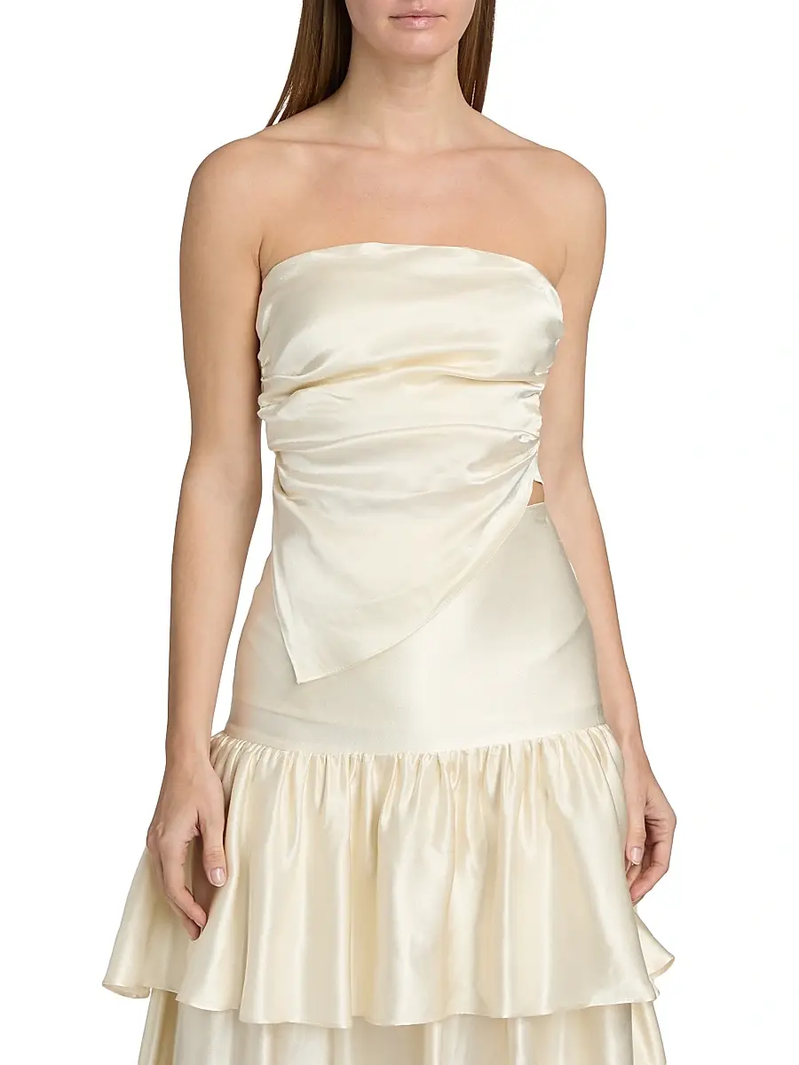 LAMARQUE Women's Baila Strapless Satin Scarf Top | Thumbnail 3