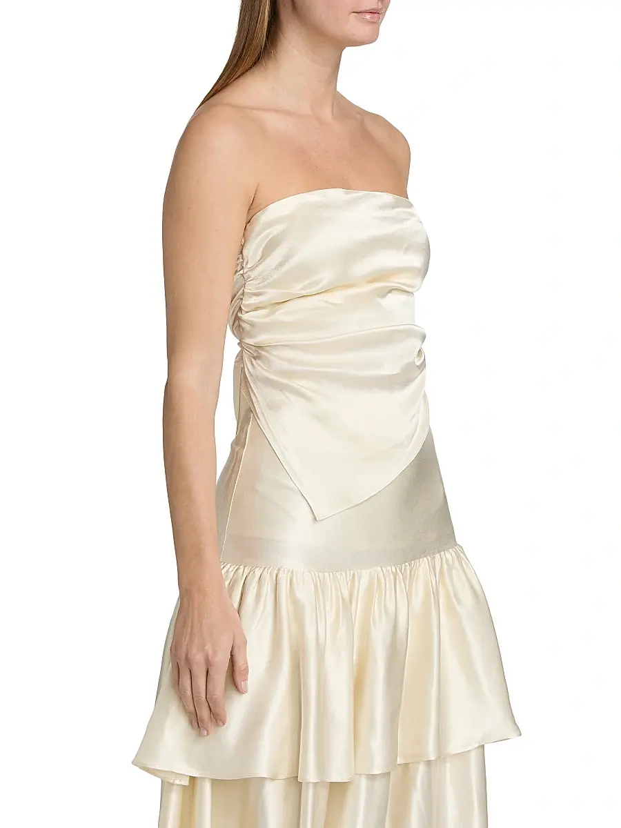 LAMARQUE Women's Baila Strapless Satin Scarf Top | Thumbnail 4