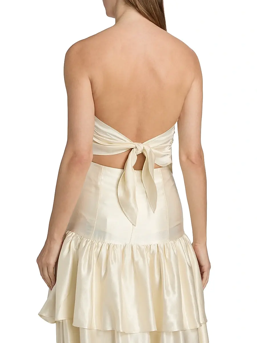 LAMARQUE Women's Baila Strapless Satin Scarf Top | Thumbnail 5