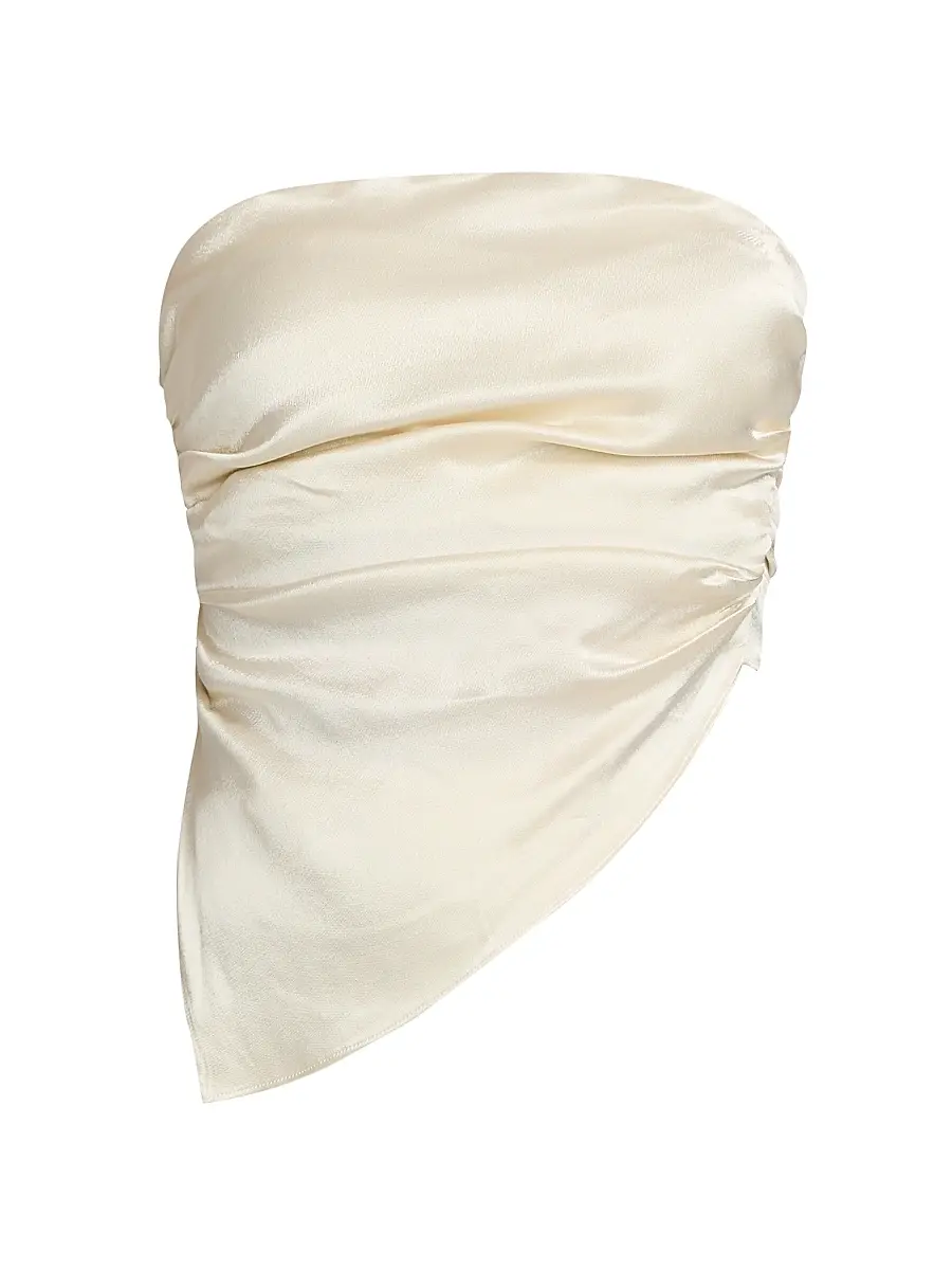 LAMARQUE Women's Baila Strapless Satin Scarf Top - Cream - Size Medium | Image 1 LAMARQUE Women's Baila Strapless Satin Scarf Top - Cream - Size Medium | Image 1