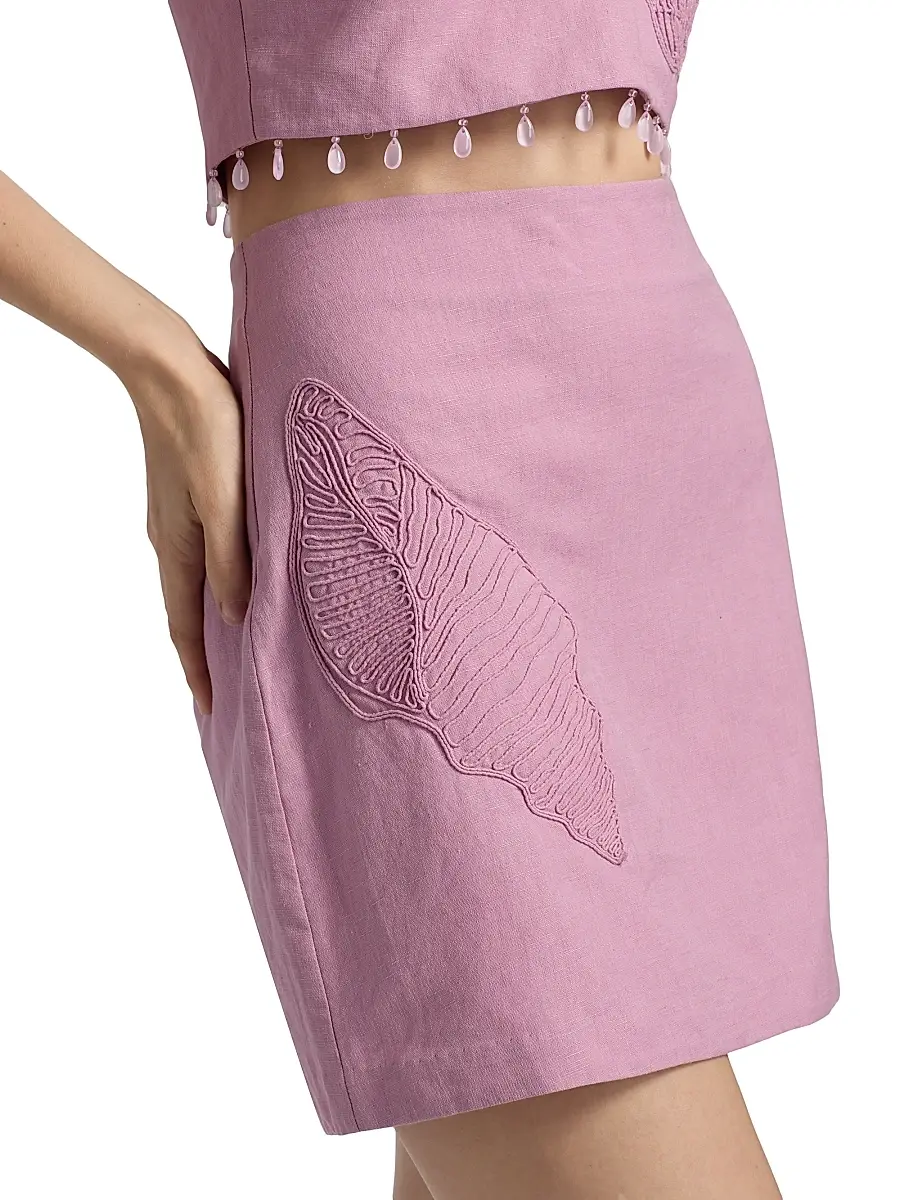 Amur Women's Milana Embroidered Cotton-Linen Miniskirt | Thumbnail 6 Amur Women's Milana Embroidered Cotton-Linen Miniskirt | Thumbnail 6