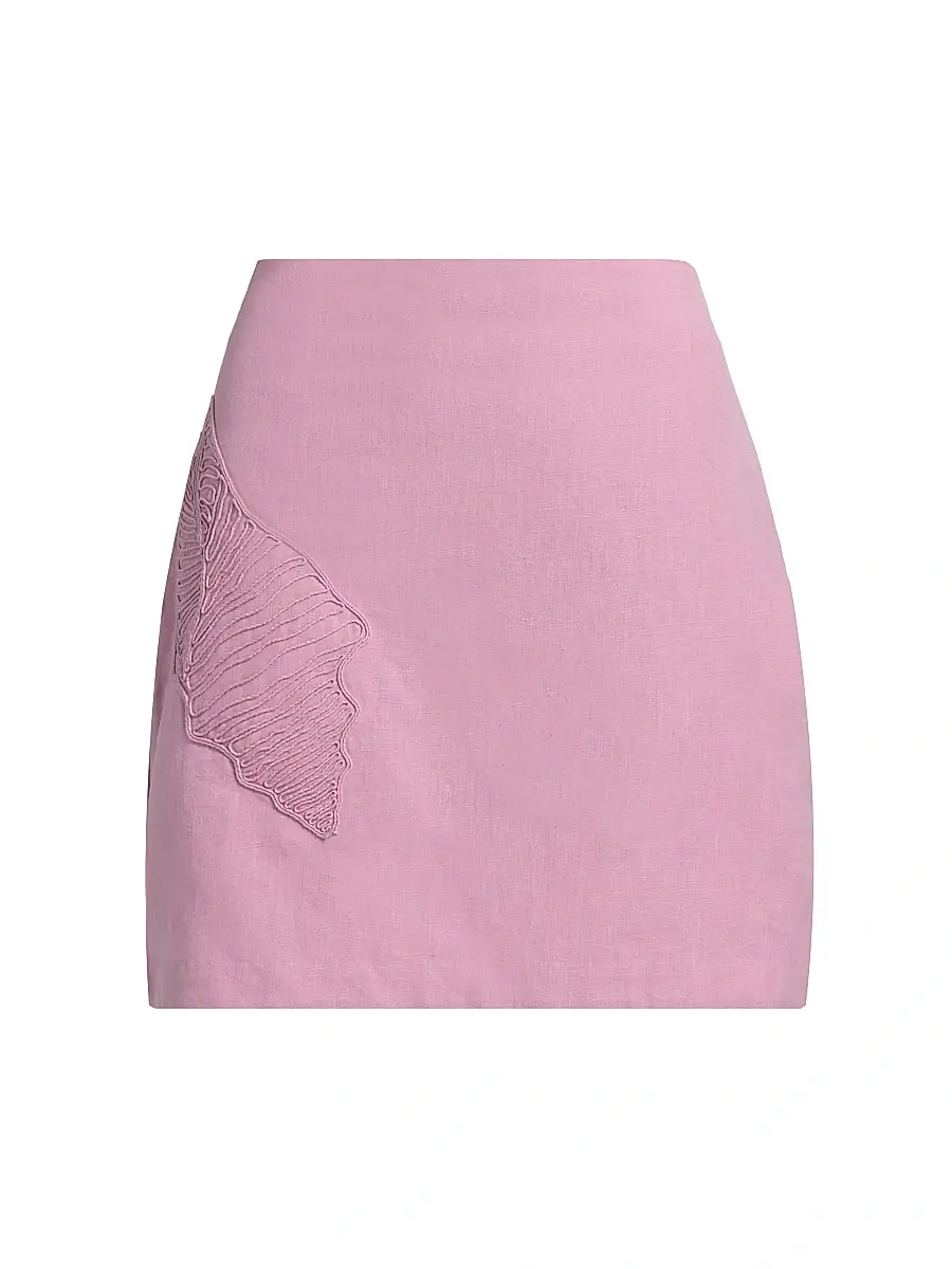 Women's Milana Embroidered Cotton-Linen Miniskirt Women's Milana Embroidered Cotton-Linen Miniskirt
