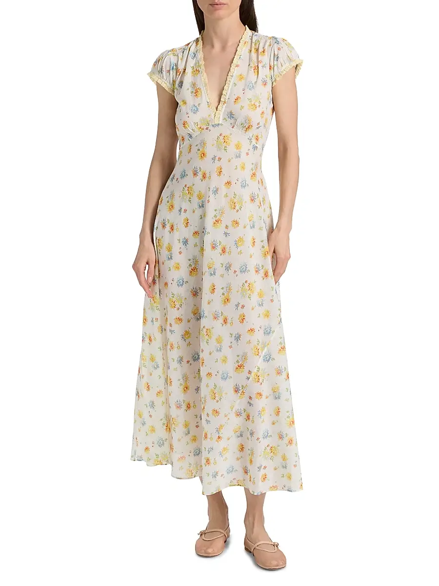 DÔEN Women's Helia Floral Midi-Dress | Thumbnail 3 DÔEN Women's Helia Floral Midi-Dress | Thumbnail 3