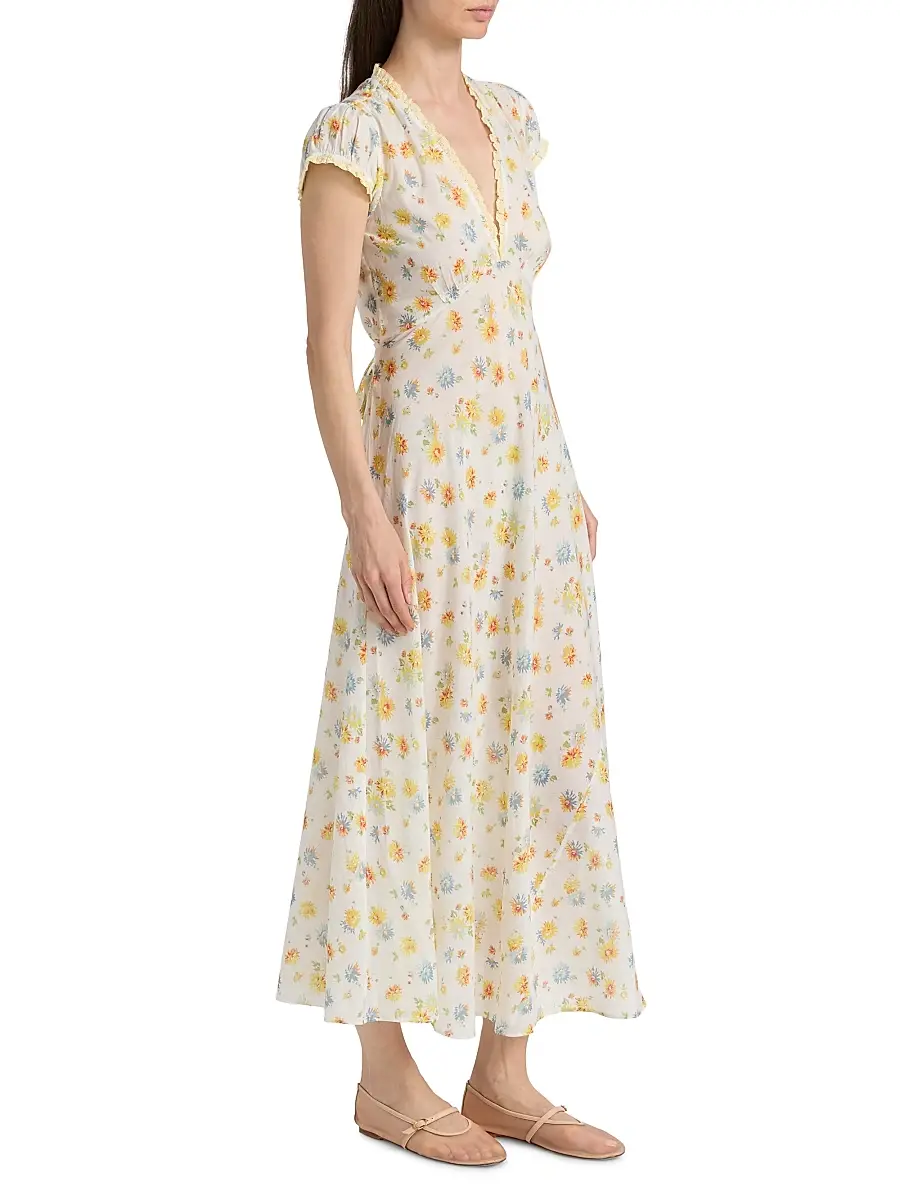 DÔEN Women's Helia Floral Midi-Dress | Thumbnail 4 DÔEN Women's Helia Floral Midi-Dress | Thumbnail 4
