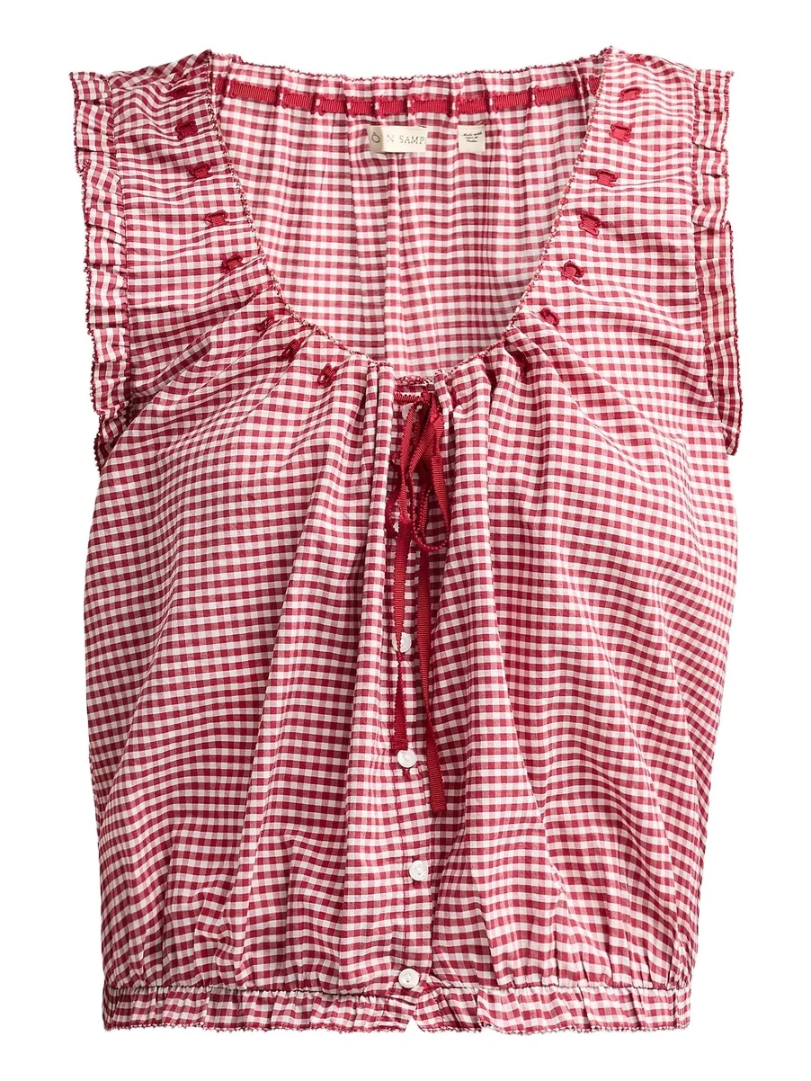 Women's Traveler Gingham Tie-Front Top