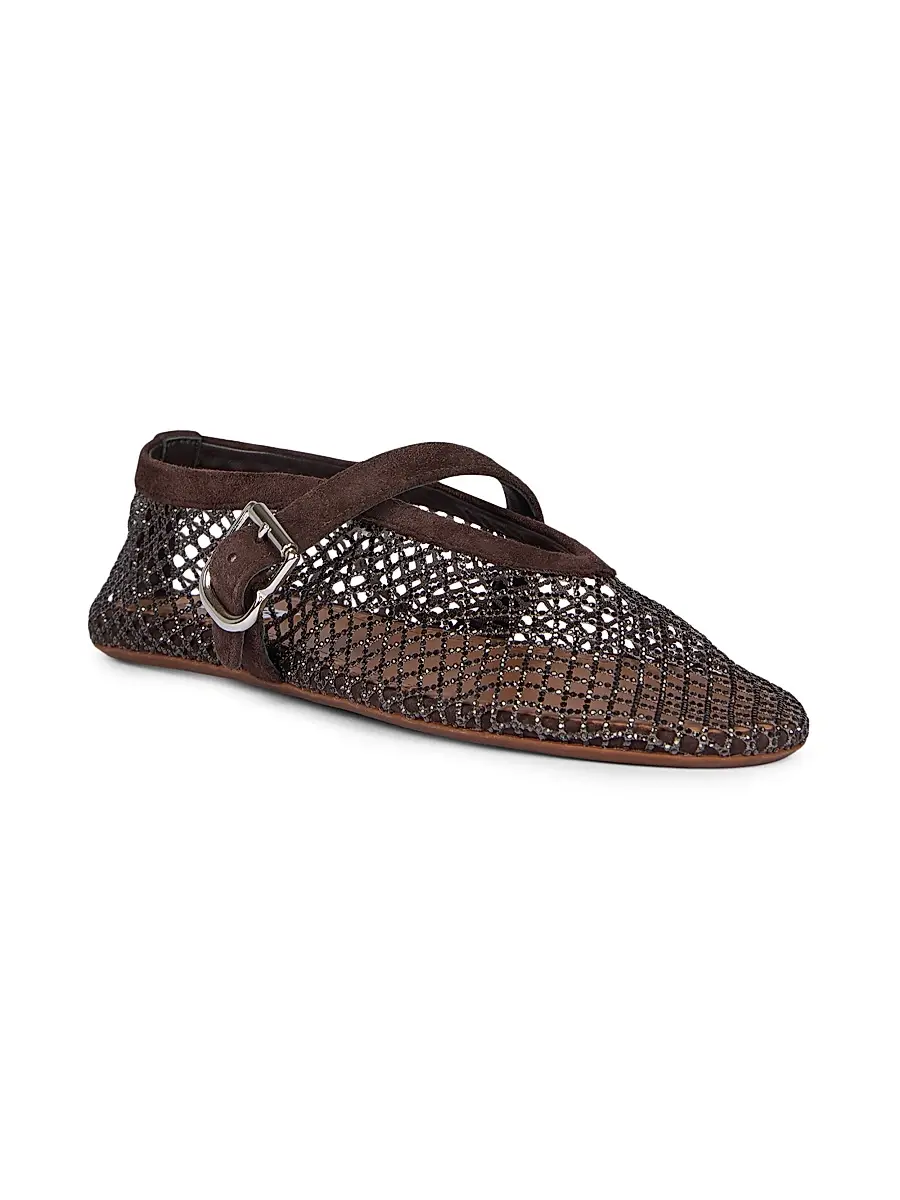 Alaïa Women's Rhinestone-Mesh Buckle-Strap Ballet Flats | Thumbnail 2 Alaïa Women's Rhinestone-Mesh Buckle-Strap Ballet Flats | Thumbnail 2