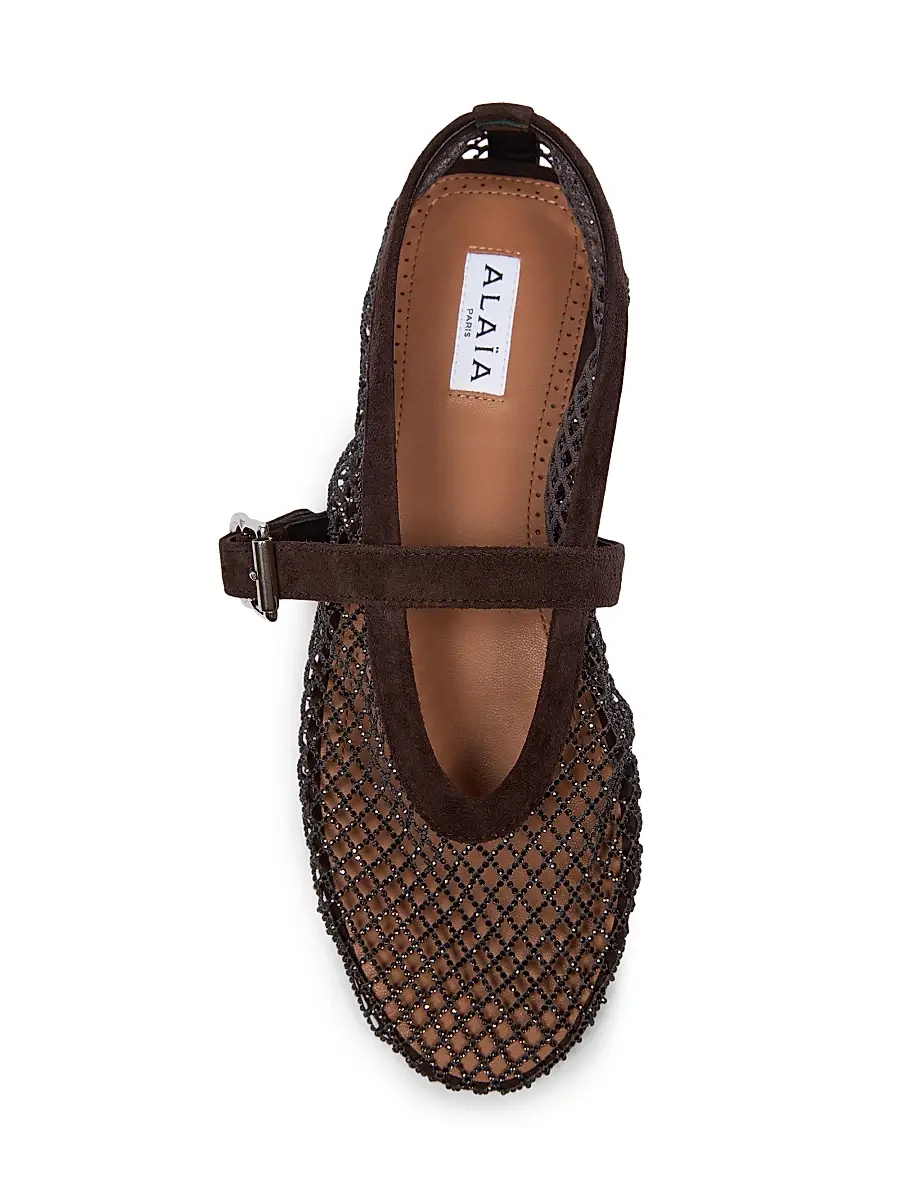 Alaïa Women's Rhinestone-Mesh Buckle-Strap Ballet Flats | Thumbnail 4 Alaïa Women's Rhinestone-Mesh Buckle-Strap Ballet Flats | Thumbnail 4