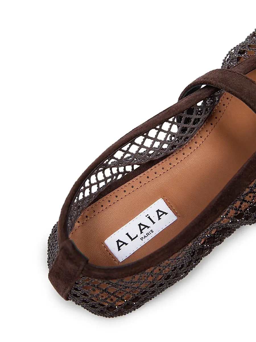 Alaïa Women's Rhinestone-Mesh Buckle-Strap Ballet Flats | Thumbnail 6 Alaïa Women's Rhinestone-Mesh Buckle-Strap Ballet Flats | Thumbnail 6