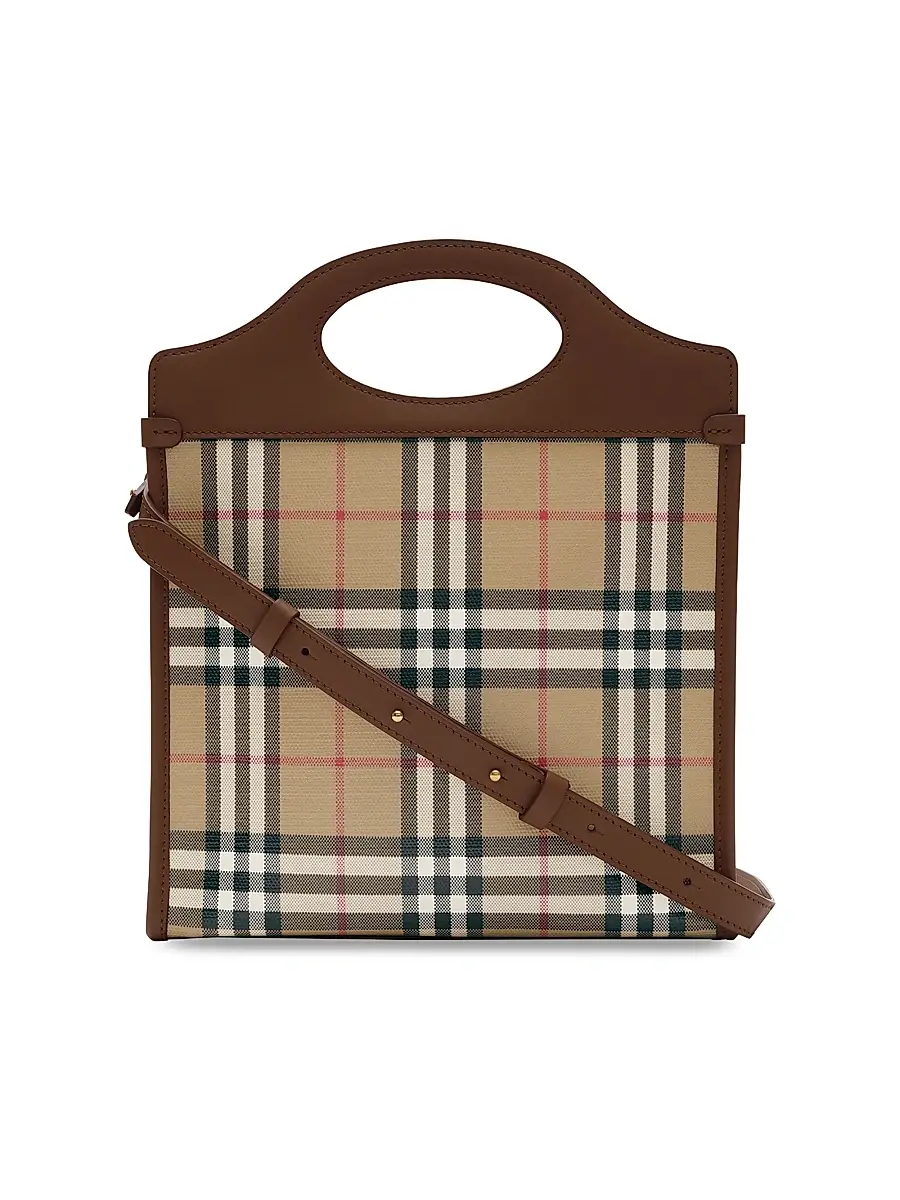 Burberry Women's Mini Check Canvas & Leather Pocket Bag | Thumbnail 3