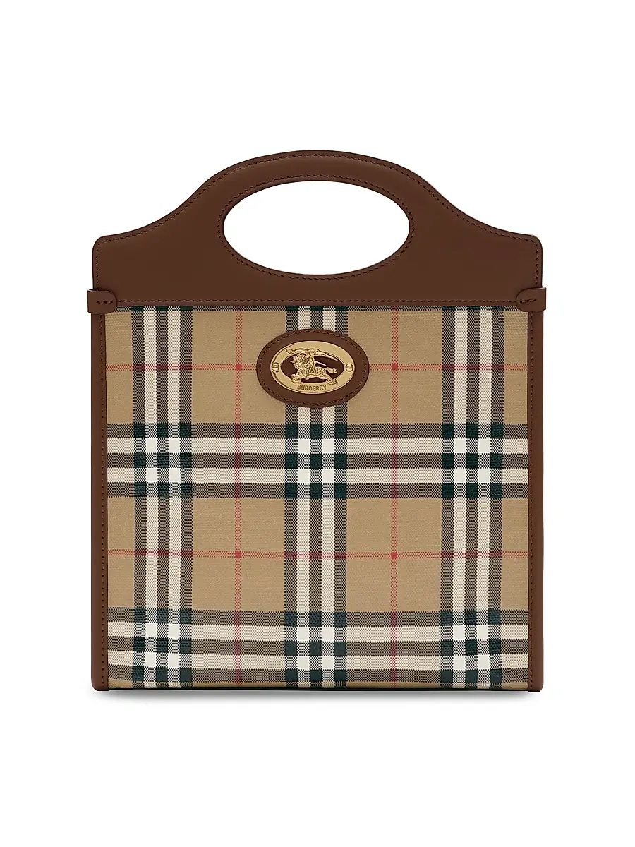 Burberry Women's Mini Check Canvas & Leather Pocket Bag - Archive Beige | Image 1 Burberry Women's Mini Check Canvas & Leather Pocket Bag - Archive Beige | Image 1