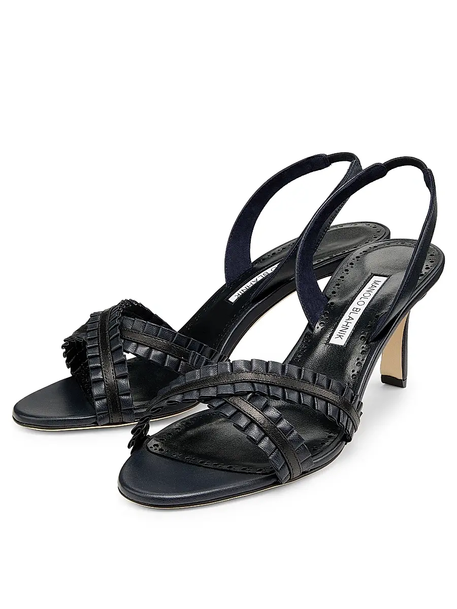 Manolo Blahnik Women's Volusan 70MM Leather Slanted-Heel Sandals | Thumbnail 3 Manolo Blahnik Women's Volusan 70MM Leather Slanted-Heel Sandals | Thumbnail 3