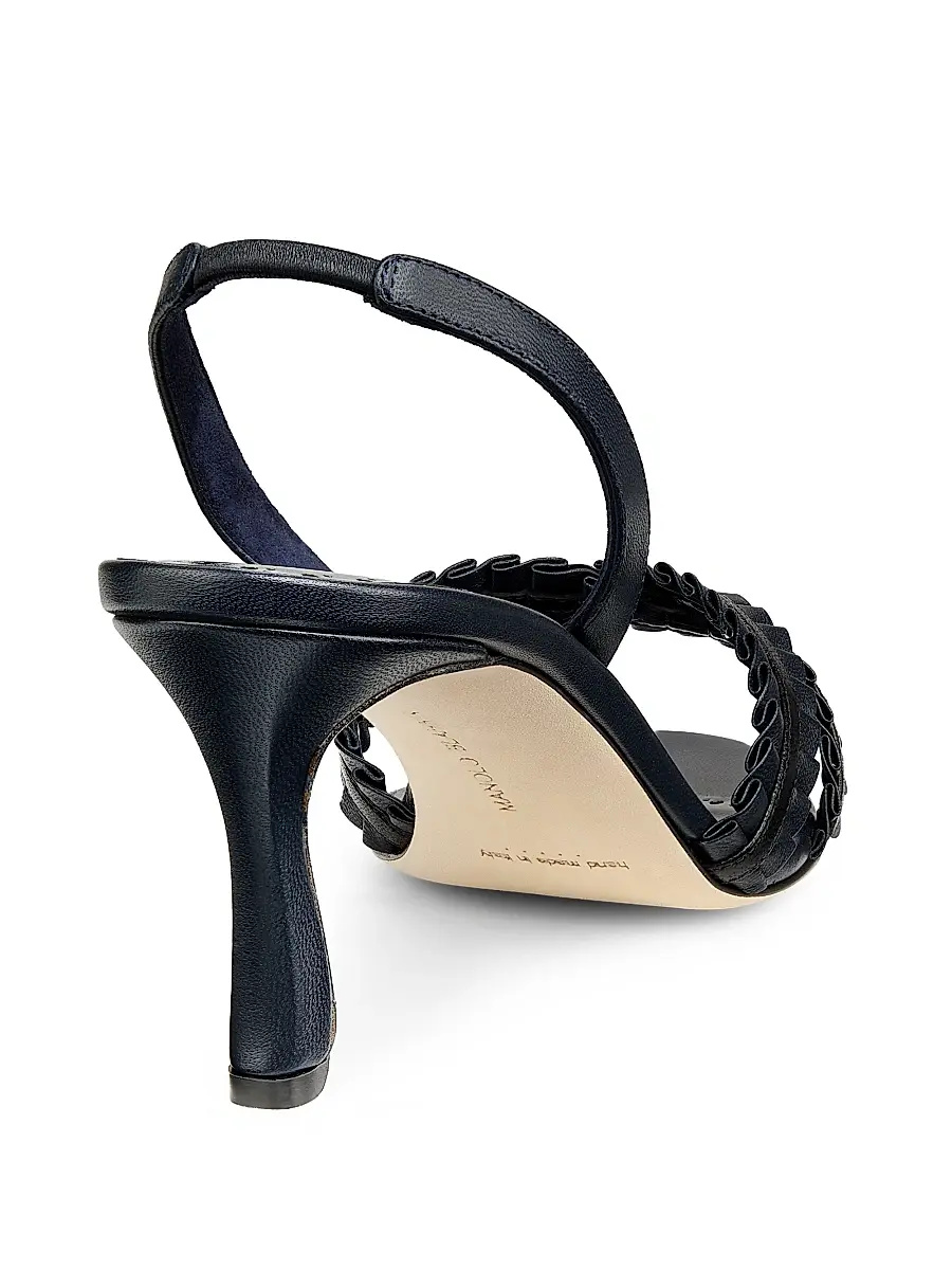 Manolo Blahnik Women's Volusan 70MM Leather Slanted-Heel Sandals | Thumbnail 4 Manolo Blahnik Women's Volusan 70MM Leather Slanted-Heel Sandals | Thumbnail 4