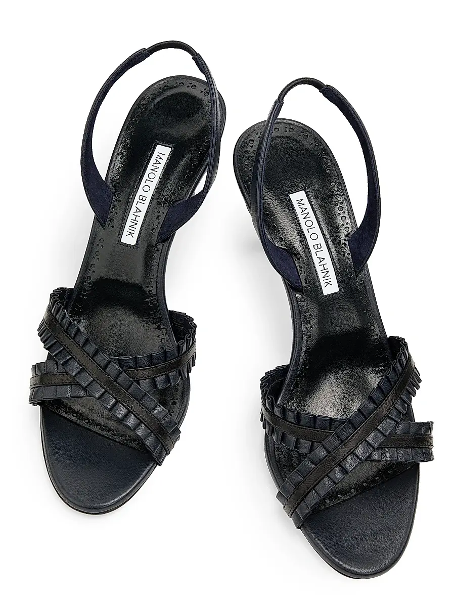 Manolo Blahnik Women's Volusan 70MM Leather Slanted-Heel Sandals | Thumbnail 5 Manolo Blahnik Women's Volusan 70MM Leather Slanted-Heel Sandals | Thumbnail 5