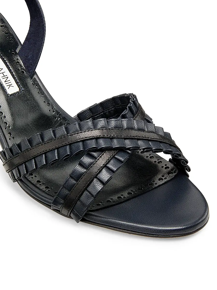 Manolo Blahnik Women's Volusan 70MM Leather Slanted-Heel Sandals | Thumbnail 6 Manolo Blahnik Women's Volusan 70MM Leather Slanted-Heel Sandals | Thumbnail 6