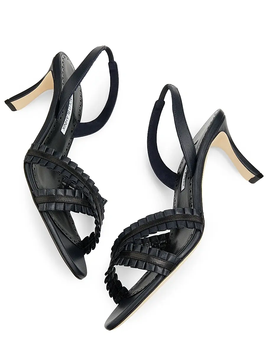 Manolo Blahnik Women's Volusan 70MM Leather Slanted-Heel Sandals | Thumbnail 7 Manolo Blahnik Women's Volusan 70MM Leather Slanted-Heel Sandals | Thumbnail 7