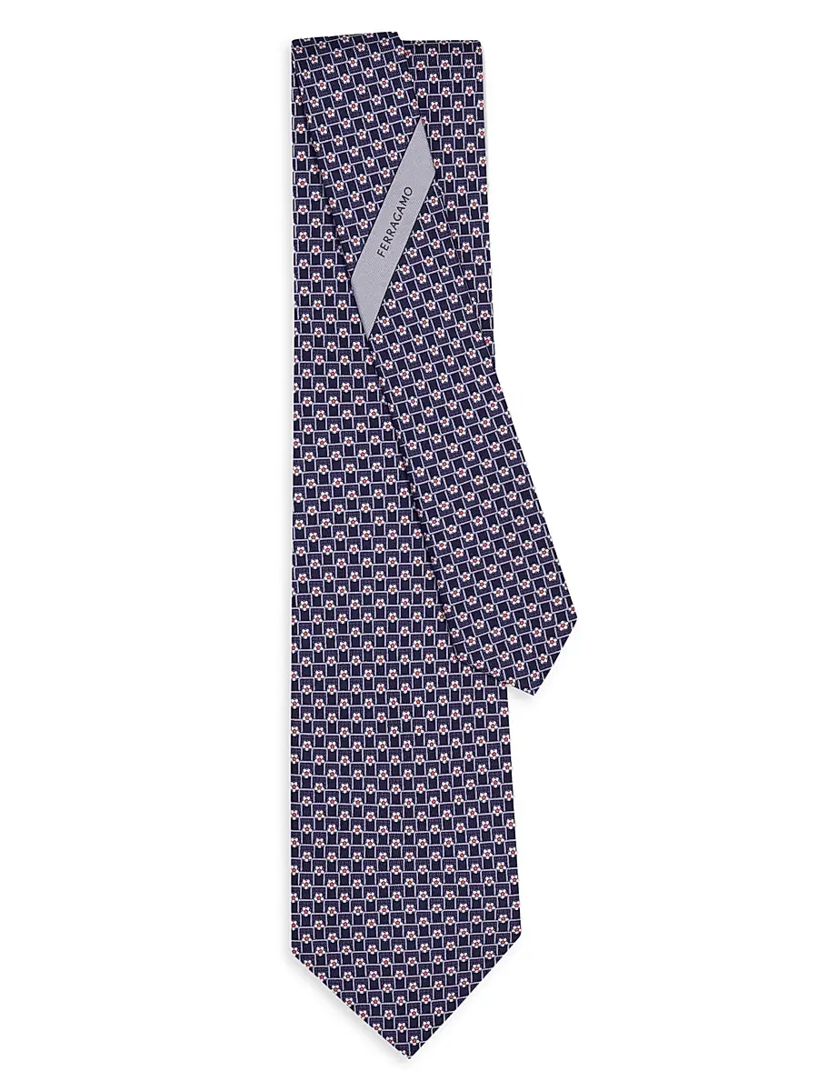 Ferragamo Men's Tournament Print Silk Tie | Thumbnail 3 Ferragamo Men's Tournament Print Silk Tie | Thumbnail 3