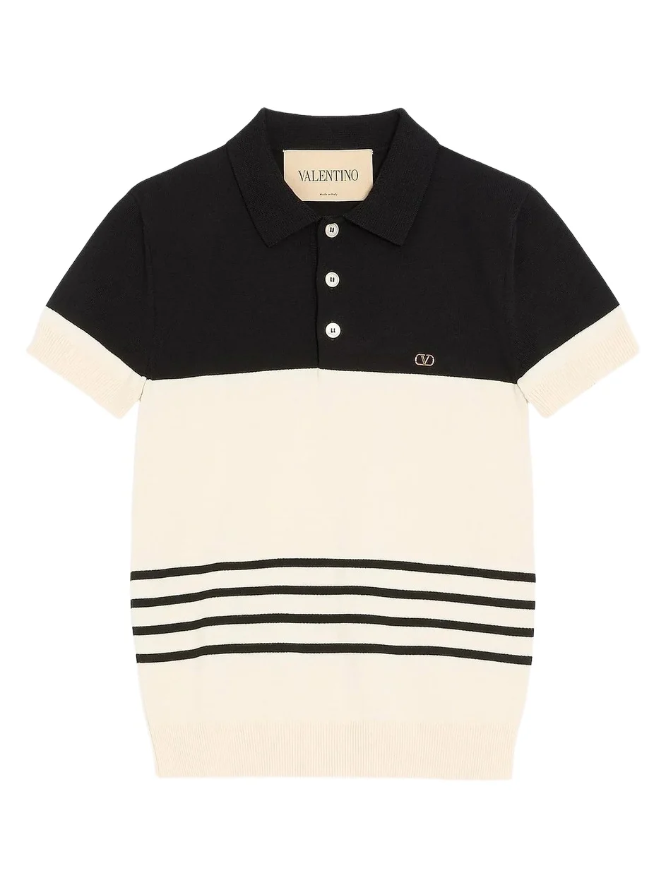 Men's Wool Polo Shirt with VLogo - Butter Black Men's Wool Polo Shirt with VLogo - Butter Black