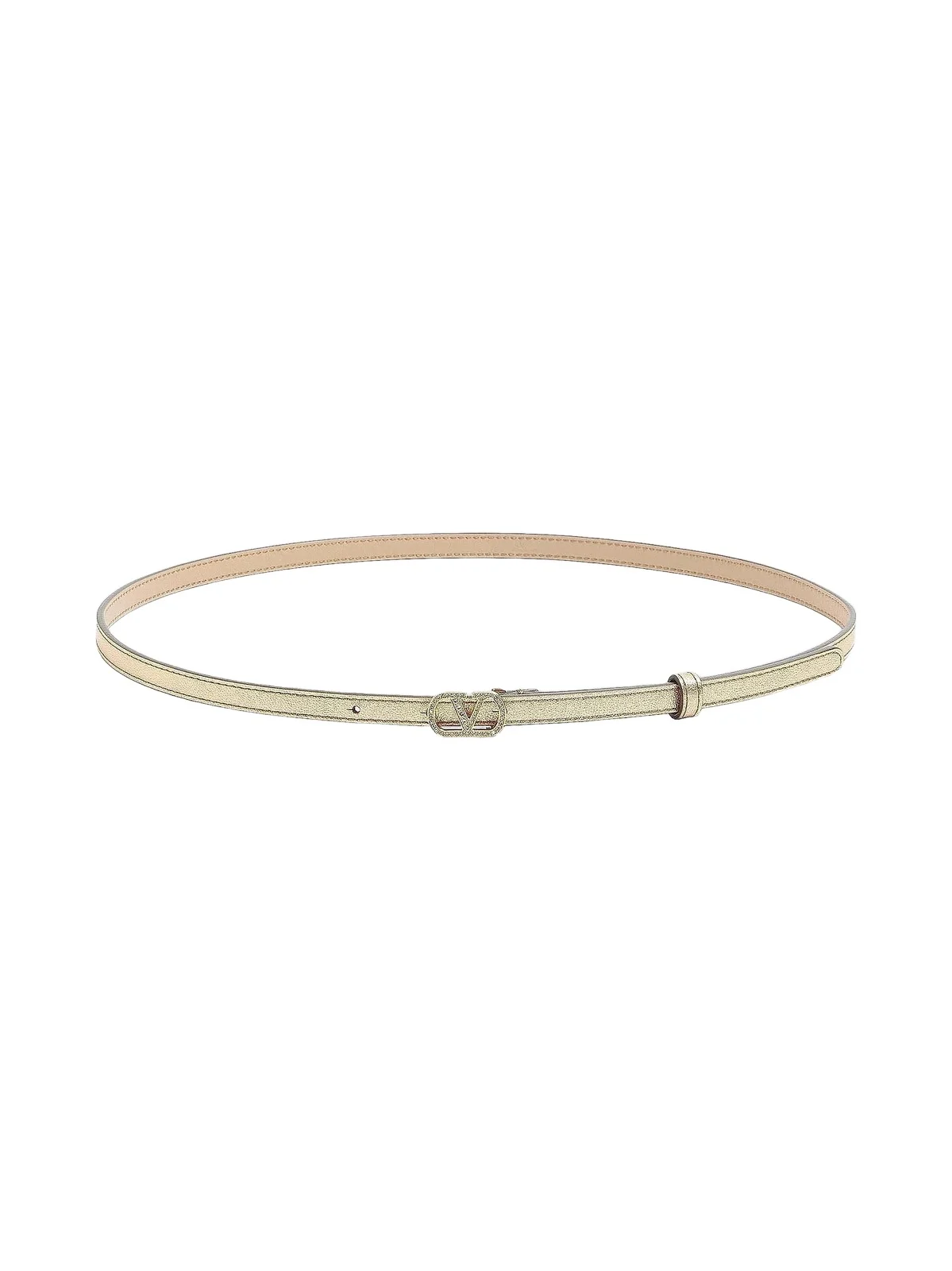 Valentino Women's VLogo Signature Belt in Laminated Calfskin with Crystals, 10MM - Gold Crystal