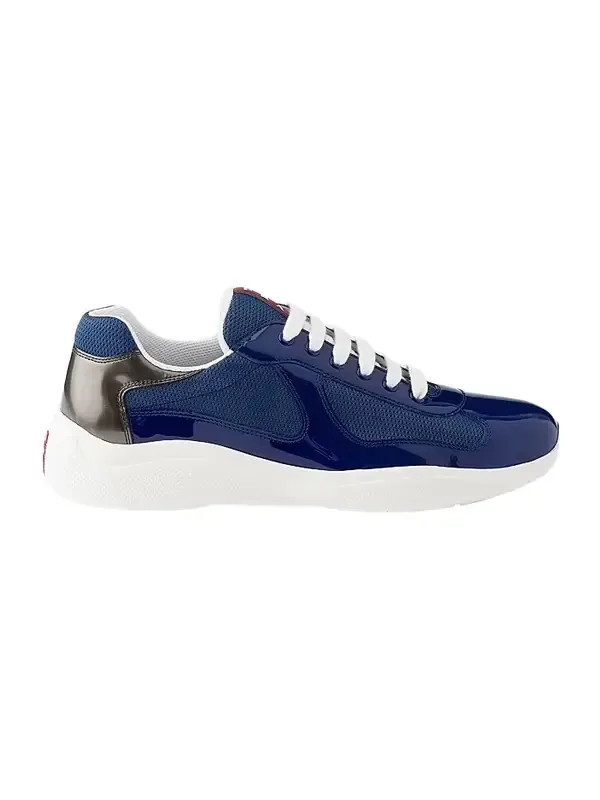Prada Men's Patent Leather and Technical Fabric America's Cup Sneakers