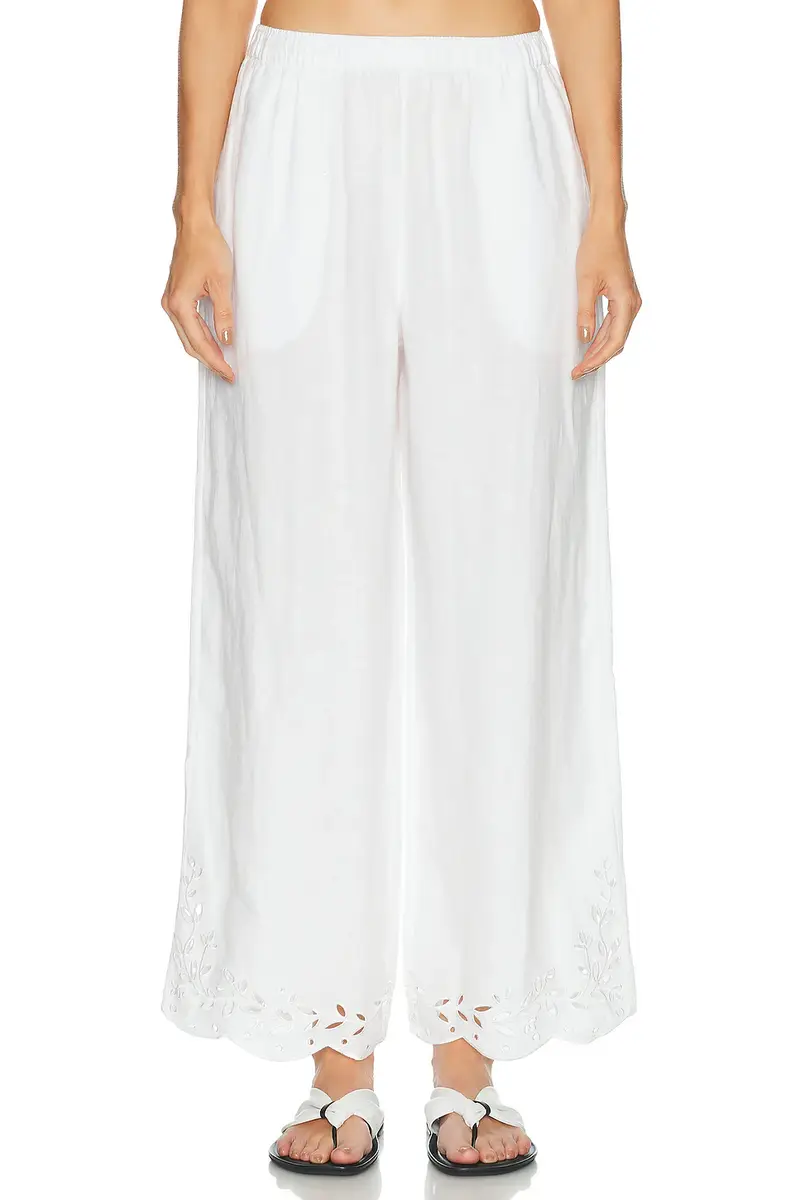 Lunya Linen Embroidered Eyelet Pant | Image 1 Lunya Linen Embroidered Eyelet Pant | Image 1