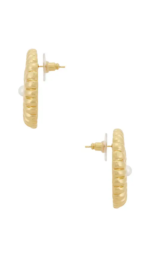 Self-Portrait Gold Pearl Shell Earrings | Thumbnail 2 Self-Portrait Gold Pearl Shell Earrings | Thumbnail 2