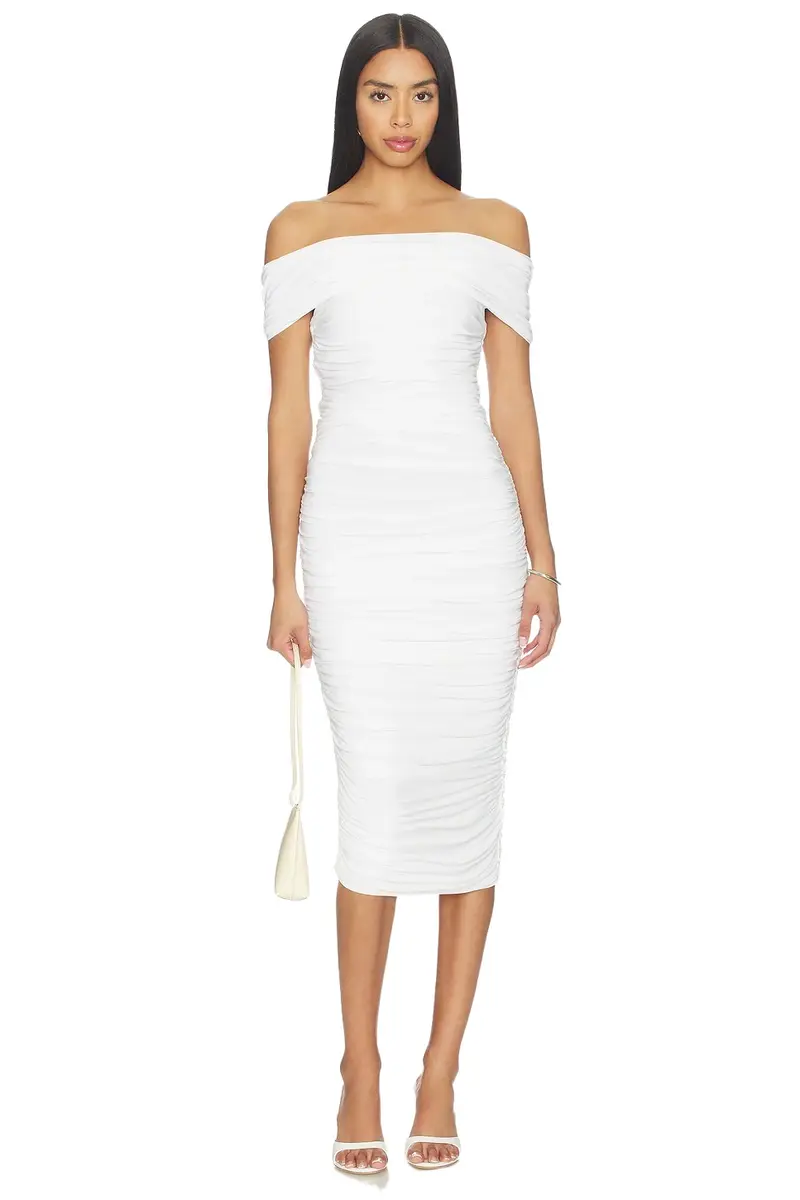Sleeveless Cowl Neck Side Shirred Dress