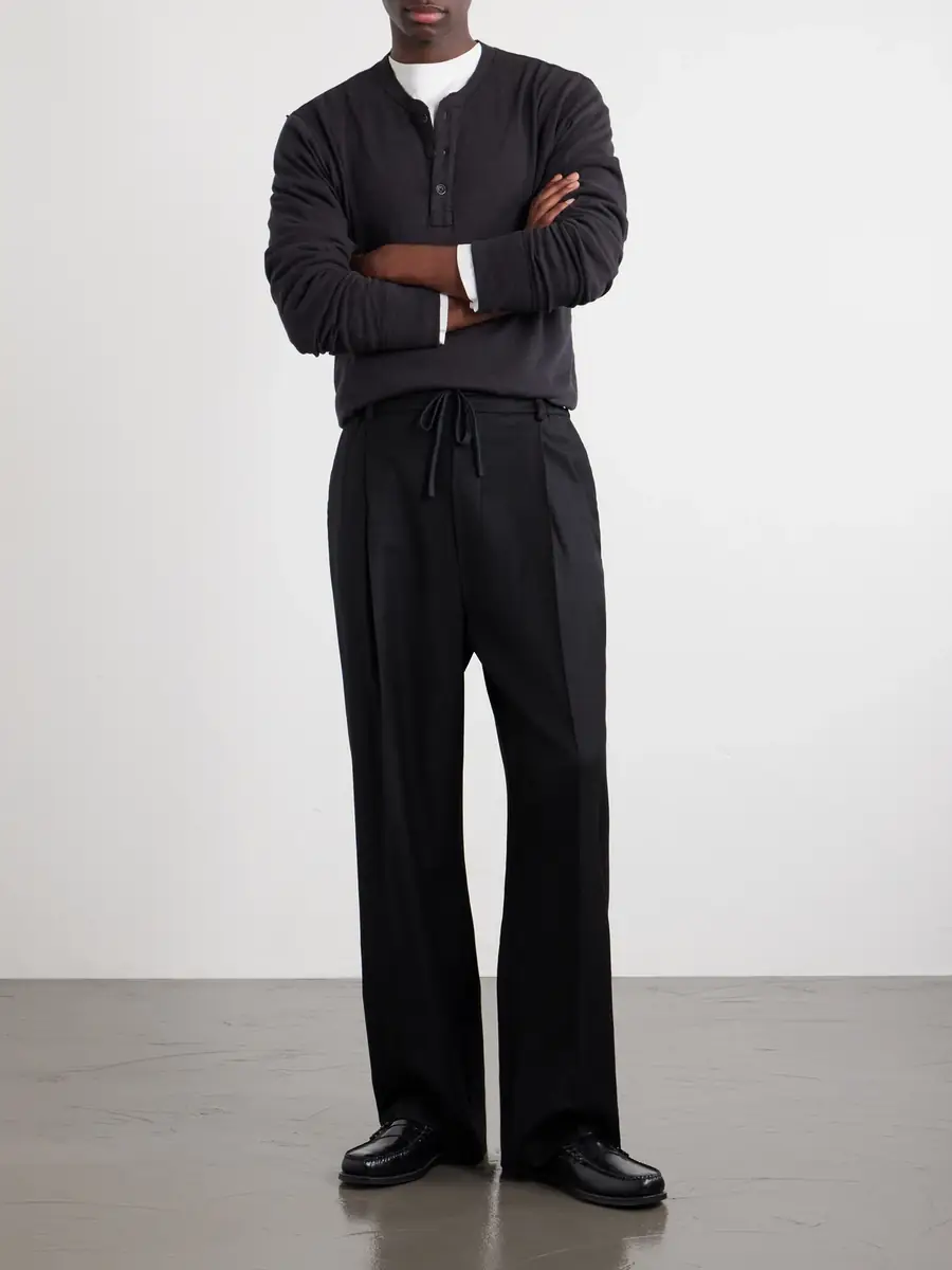 Barena Mado Wide-Leg Wool-Blend Drawstring Trousers - Men | Thumbnail 2 Barena Mado Wide-Leg Wool-Blend Drawstring Trousers - Men | Thumbnail 2