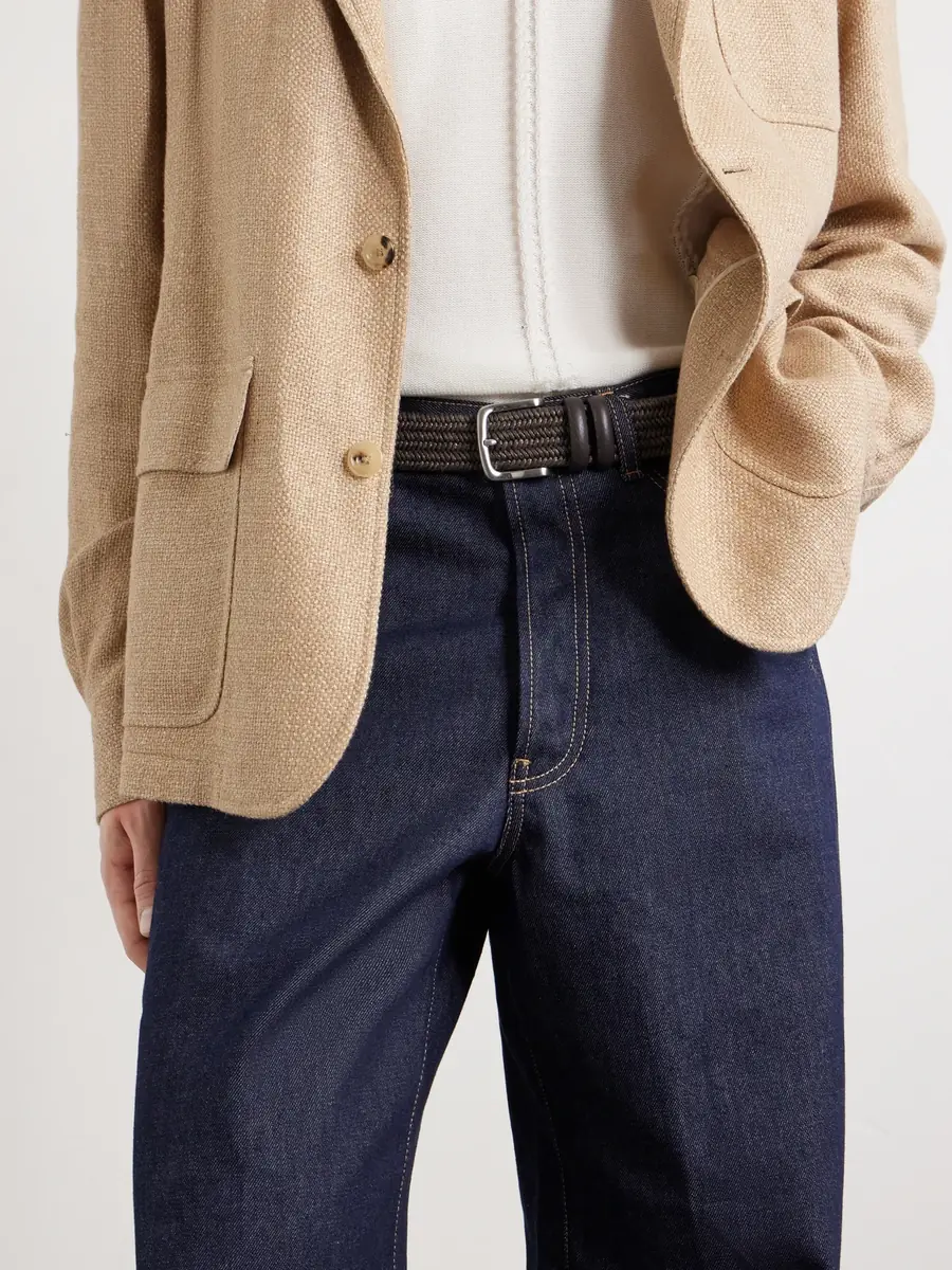 MR P. 3.5cm Leather-Trimmed Woven Belt - Men | Thumbnail 2 MR P. 3.5cm Leather-Trimmed Woven Belt - Men | Thumbnail 2