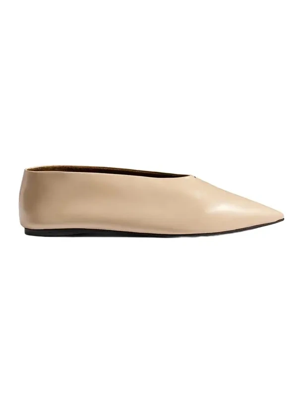 Miriam Ballerina In Nude Glazed Leather Miriam Ballerina In Nude Glazed Leather