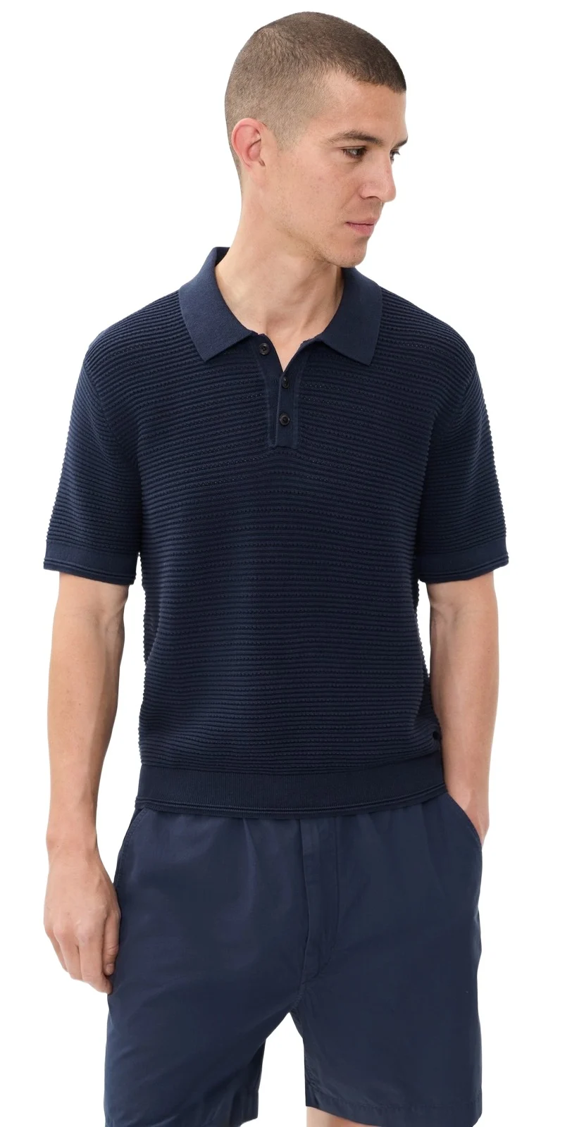 Short Sleeve Stitch Interest Polo