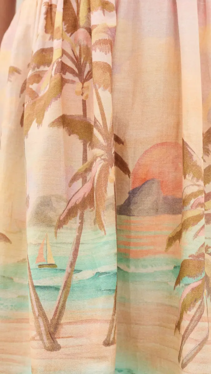 Dress To Beige Tropical Ruched Neckline Mini Dress | Thumbnail 6 Dress To Beige Tropical Ruched Neckline Mini Dress | Thumbnail 6