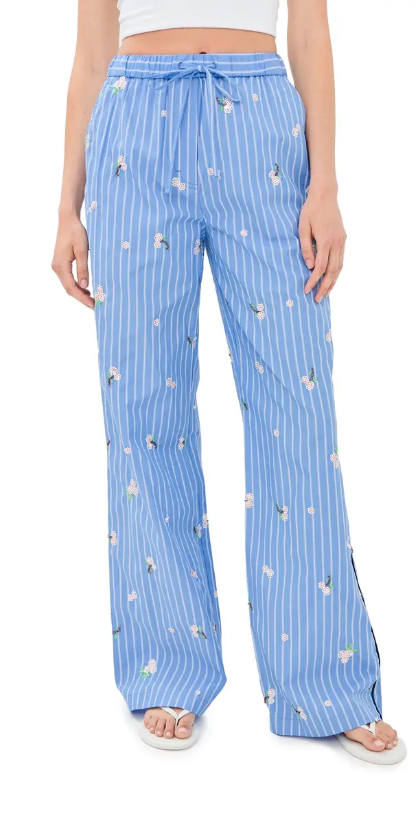 Simkhai Jemma Wide eg Pants French Blue Stripe | Image 1 Simkhai Jemma Wide eg Pants French Blue Stripe | Image 1