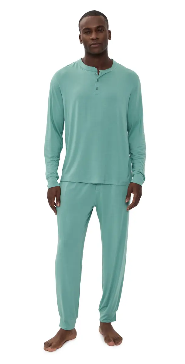 Eberjey Henry Modal Long Pajamas et eagrass | Image 1 Eberjey Henry Modal Long Pajamas et eagrass | Image 1