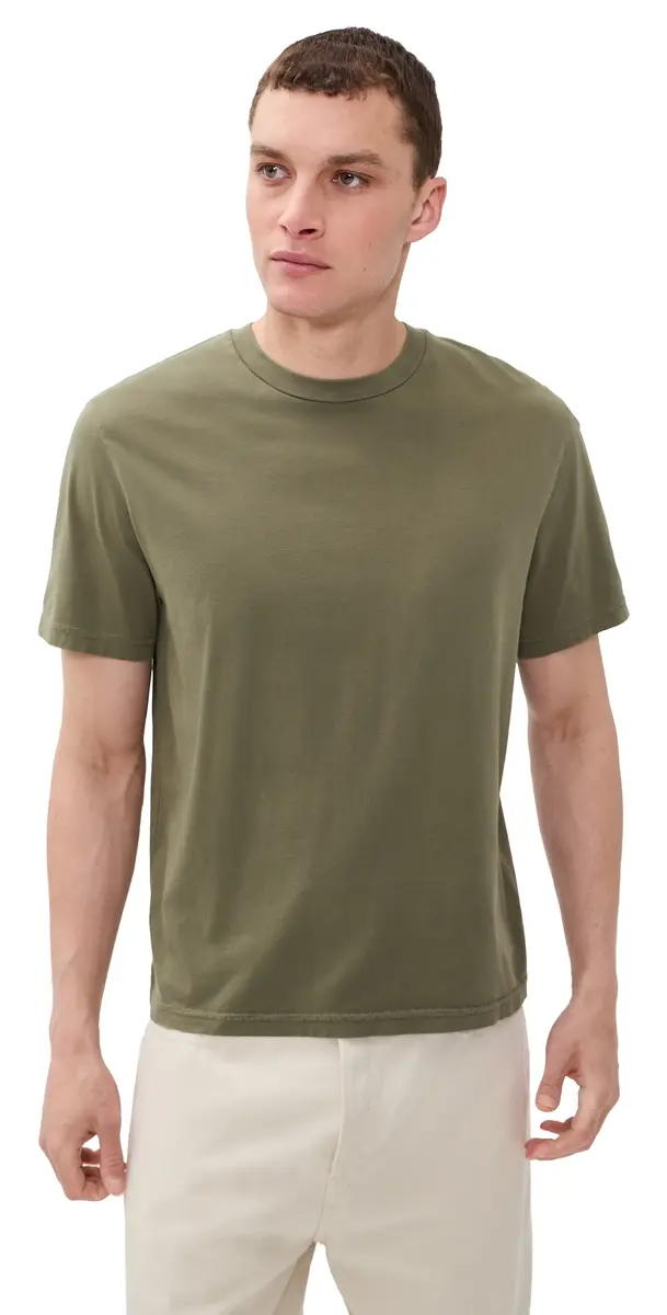 FRAME Short Sleeve Light Cotton Tee Antique Green | Image 1 FRAME Short Sleeve Light Cotton Tee Antique Green | Image 1