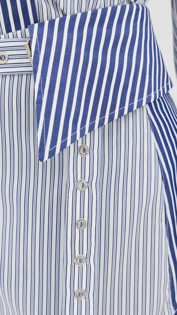 MARQUES ALMEIDA Patchwork Wrap Skirt with Folded Belt Blue Stripe | Thumbnail 6 MARQUES ALMEIDA Patchwork Wrap Skirt with Folded Belt Blue Stripe | Thumbnail 6