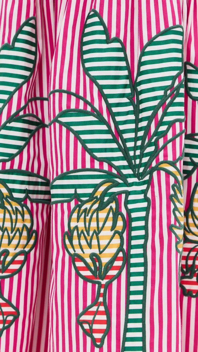 Farm Rio Palm Tree Cutwork Stripes Midi Dress | Thumbnail 6