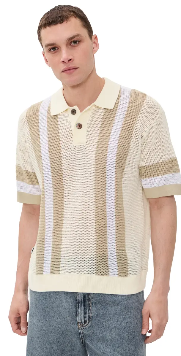 Obey Seth Polo Sweater Unbleached Multi L | Image 1 Obey Seth Polo Sweater Unbleached Multi L | Image 1