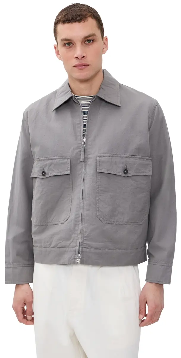 Universal Works Slub inen Jacket Mid Grey | Image 1 Universal Works Slub inen Jacket Mid Grey | Image 1