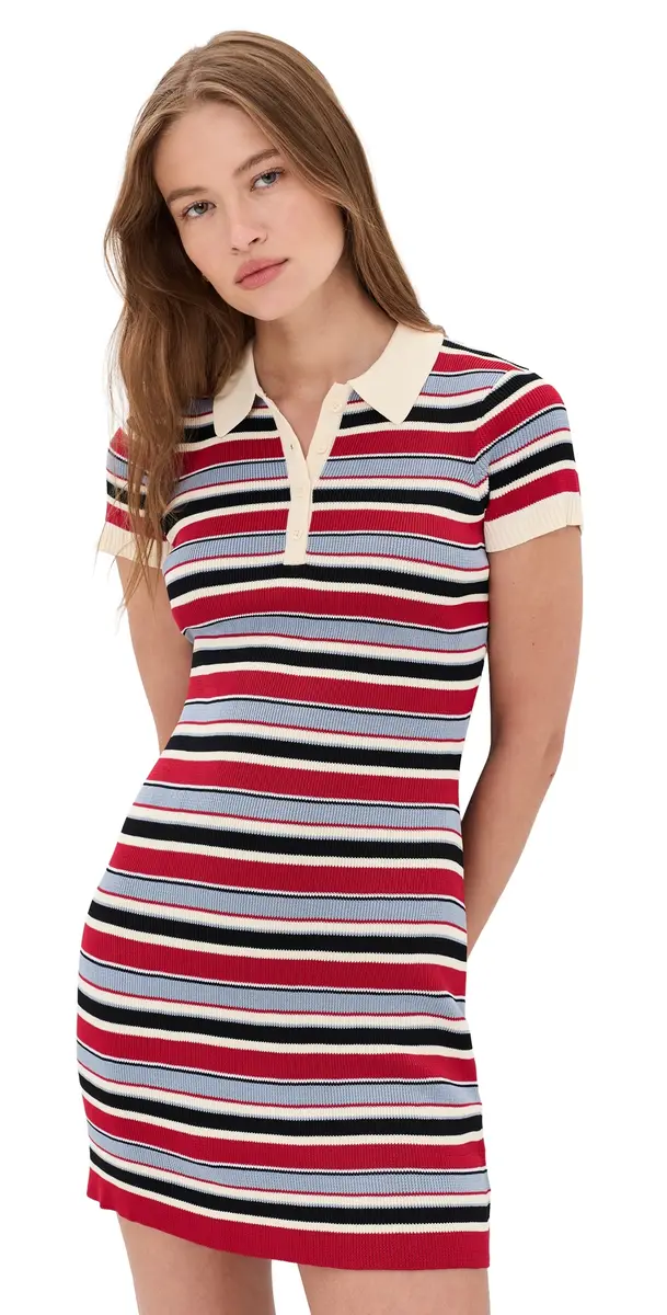 Rowing Blazers Knit Polo Mini Dress Red | Image 1 Rowing Blazers Knit Polo Mini Dress Red | Image 1